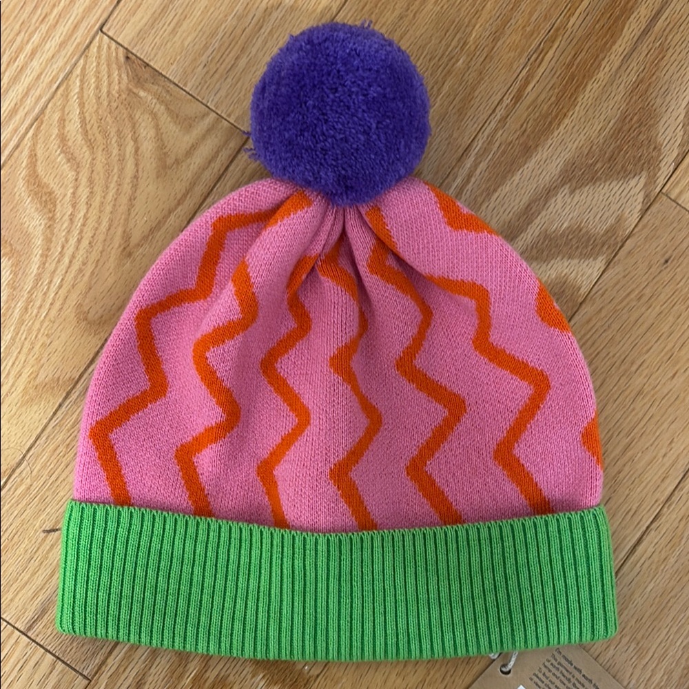 Gorman pink and green Pom Pom beanie (OS)